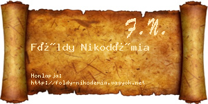 Földy Nikodémia névjegykártya
